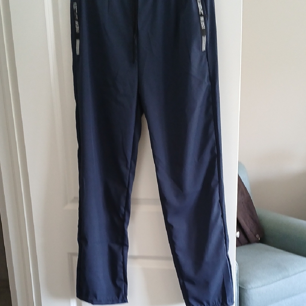 Womens Navy Silk Like Athletic Pants